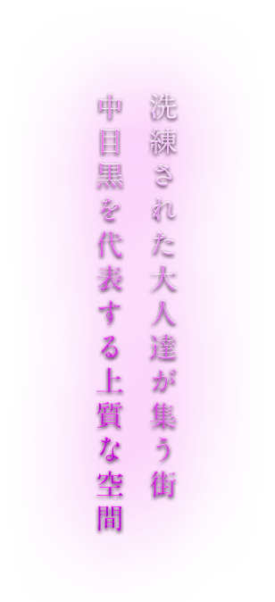 洗練された大人達が集う街 中目黒を代表する上質な空間